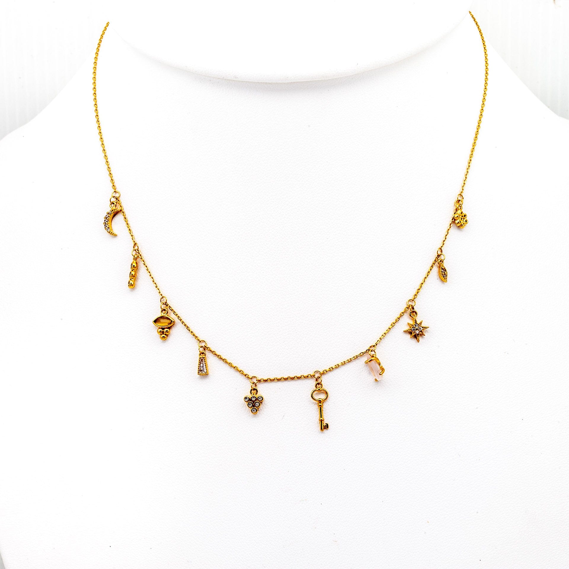 TAI JEWELRY Necklace Gold Necklace With Stationed Charms