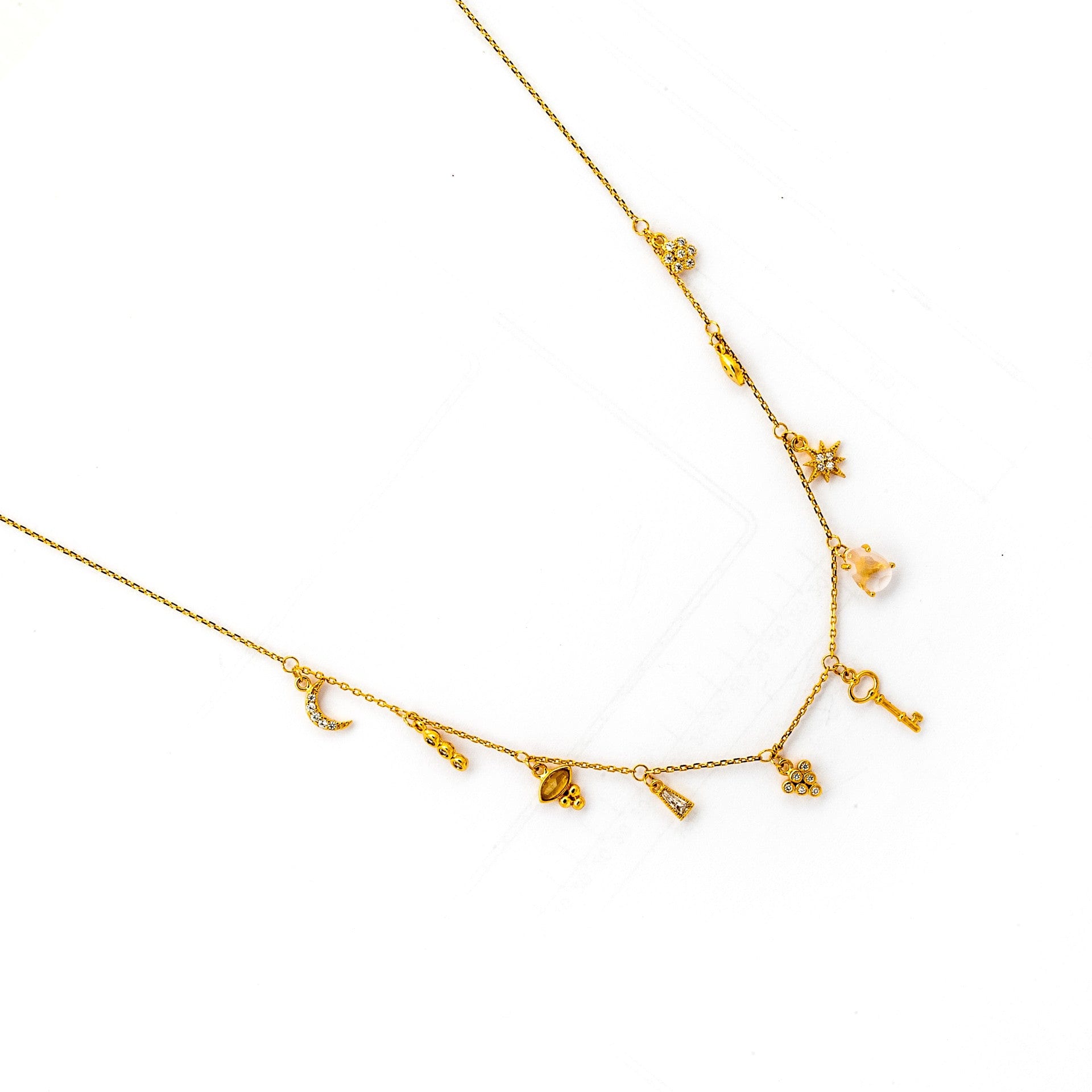 TAI JEWELRY Necklace Gold Necklace With Stationed Charms