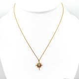 TAI JEWELRY Necklace Gold Starburst With Opal Stone Center