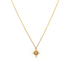 TAI JEWELRY Necklace Gold Starburst With Opal Stone Center