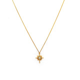 TAI JEWELRY Necklace Gold Starburst With Opal Stone Center