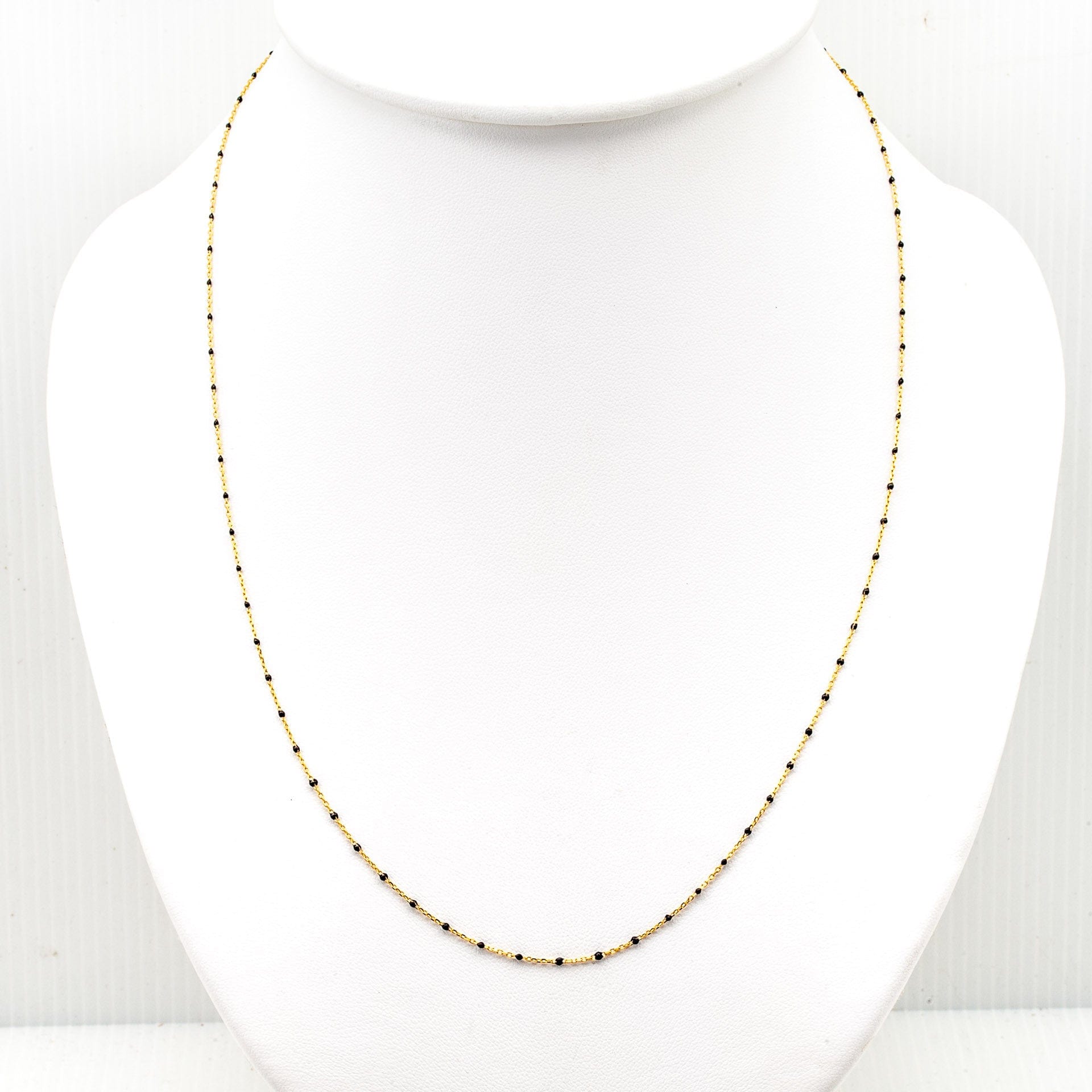 TAI JEWELRY | Gold Vermeil 34" Enamel Beaded Necklace (Black) | Necklace |