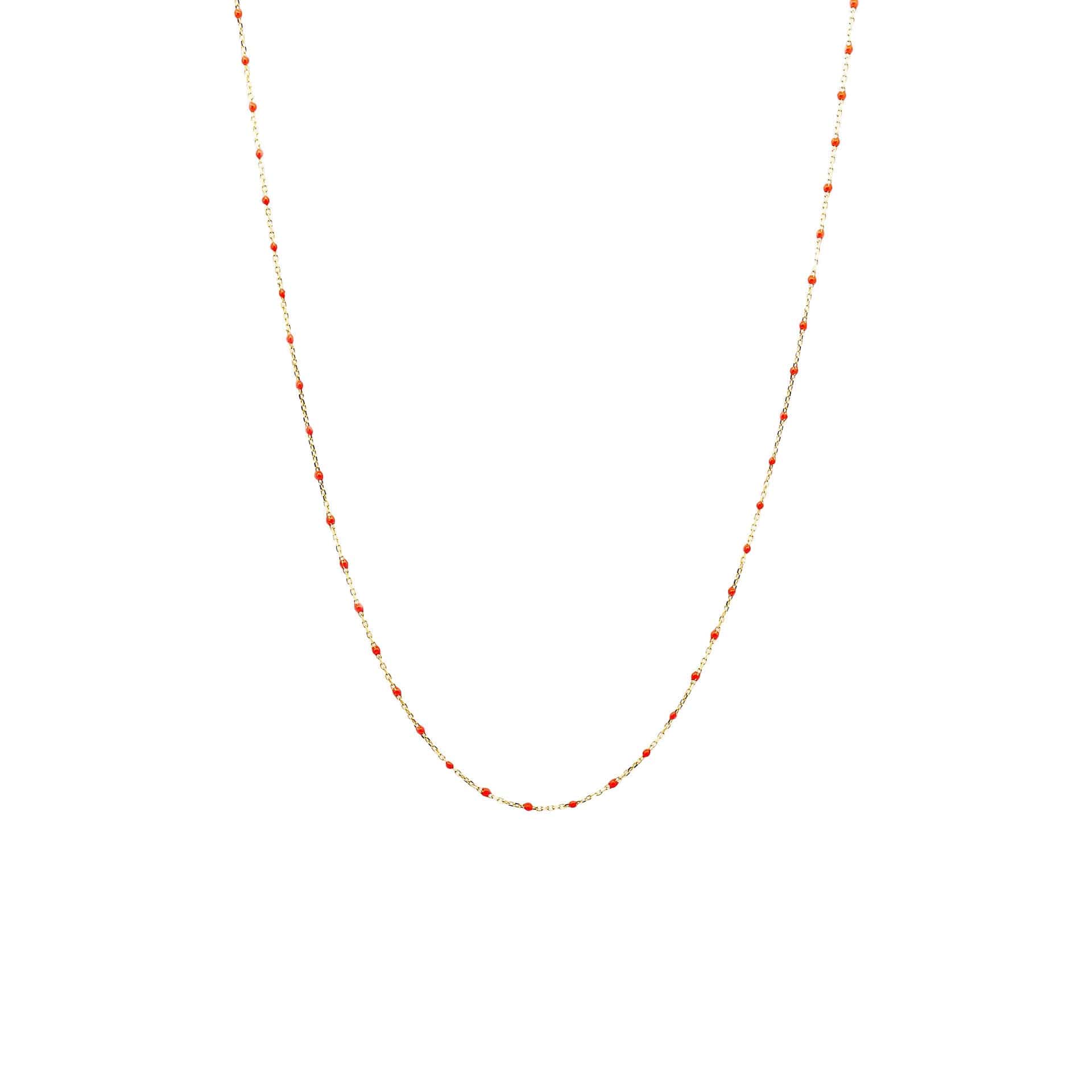 TAI JEWELRY Necklace Gold Vermeil 34" Enamel Beaded Necklace (Orange)