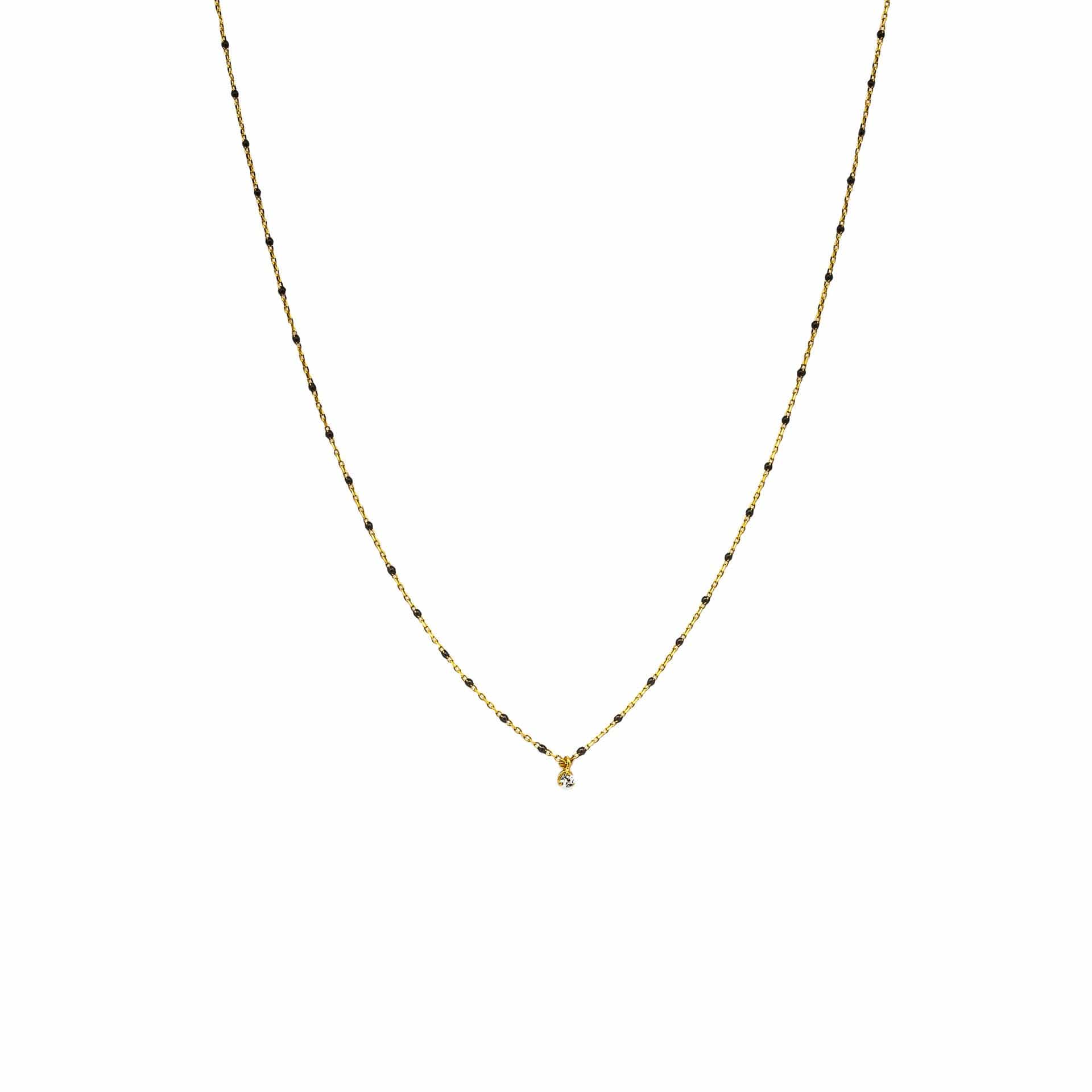 TAI JEWELRY Necklace Gold Vermeil Enamel Necklace With Multiple Cz/Black Stones