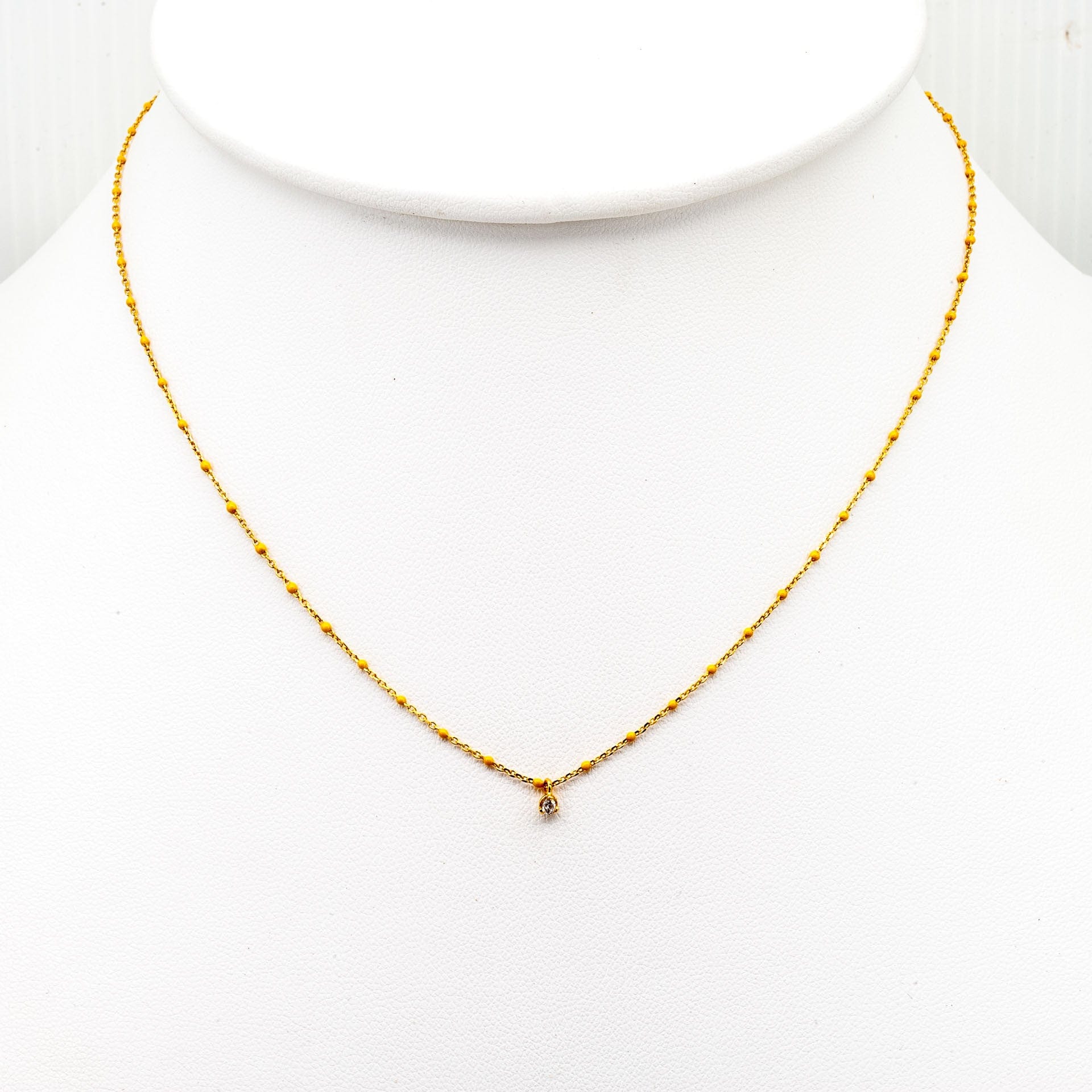 TAI JEWELRY | Gold Vermeil Enamel Necklace with Yellow CZ Charms | Necklace |
