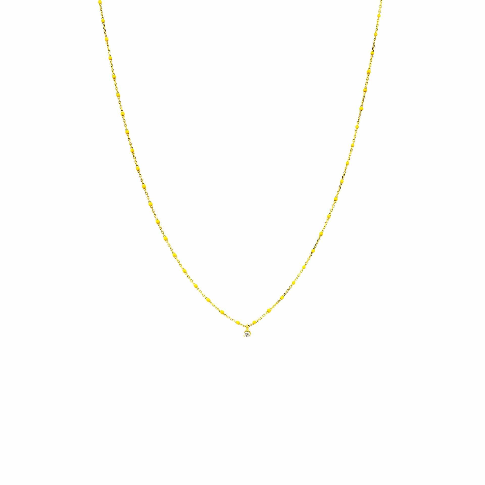 TAI JEWELRY Necklace Gold Vermeil Enamel Necklace With Multiple Cz/Yellow Stones