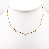 TAI JEWELRY Necklace Gold Vermeil Enamel With Stationed Charm Necklace (Black)
