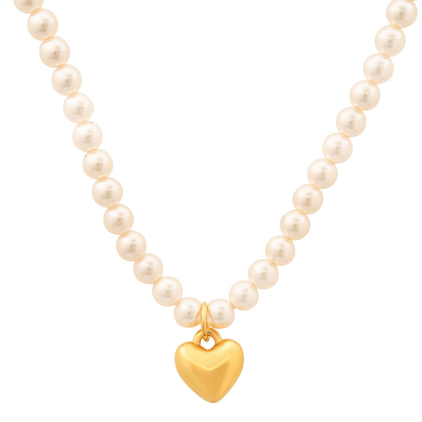 TAI JEWELRY Necklace Gold Vermeil Puffed Heart Pendant Pearl Necklace