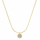 TAI JEWELRY | Gold Vermeil Snake Chain with Pave CZ Disc | Necklace |