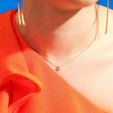 TAI JEWELRY | Gold Vermeil Snake Chain with Pave CZ Disc | Necklace |
