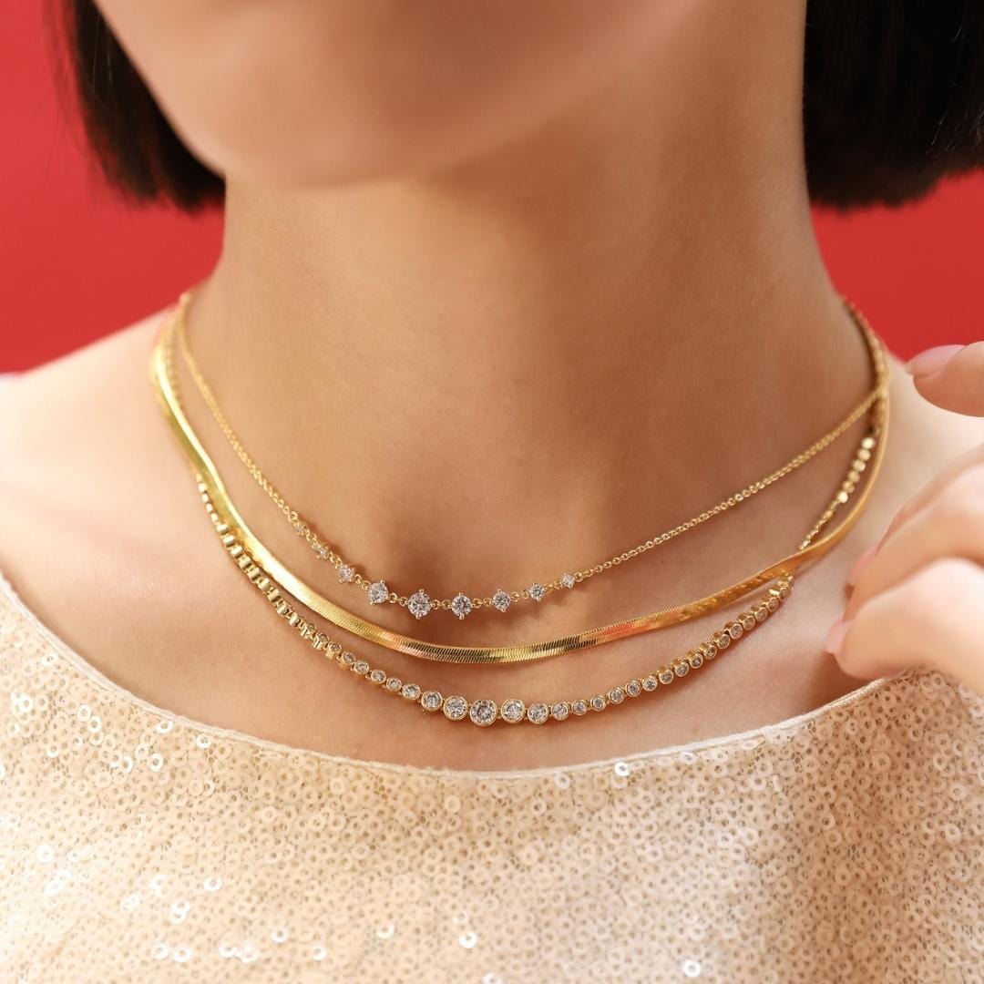TAI JEWELRY | Graduated CZ Station Necklace | Necklace |