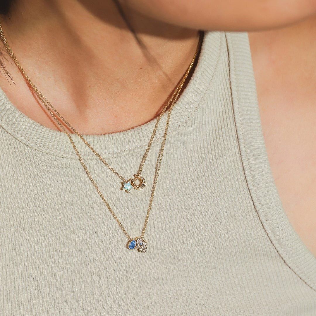 TAI JEWELRY | Hamsa and Pear-shaped Stone Necklace | Necklace |