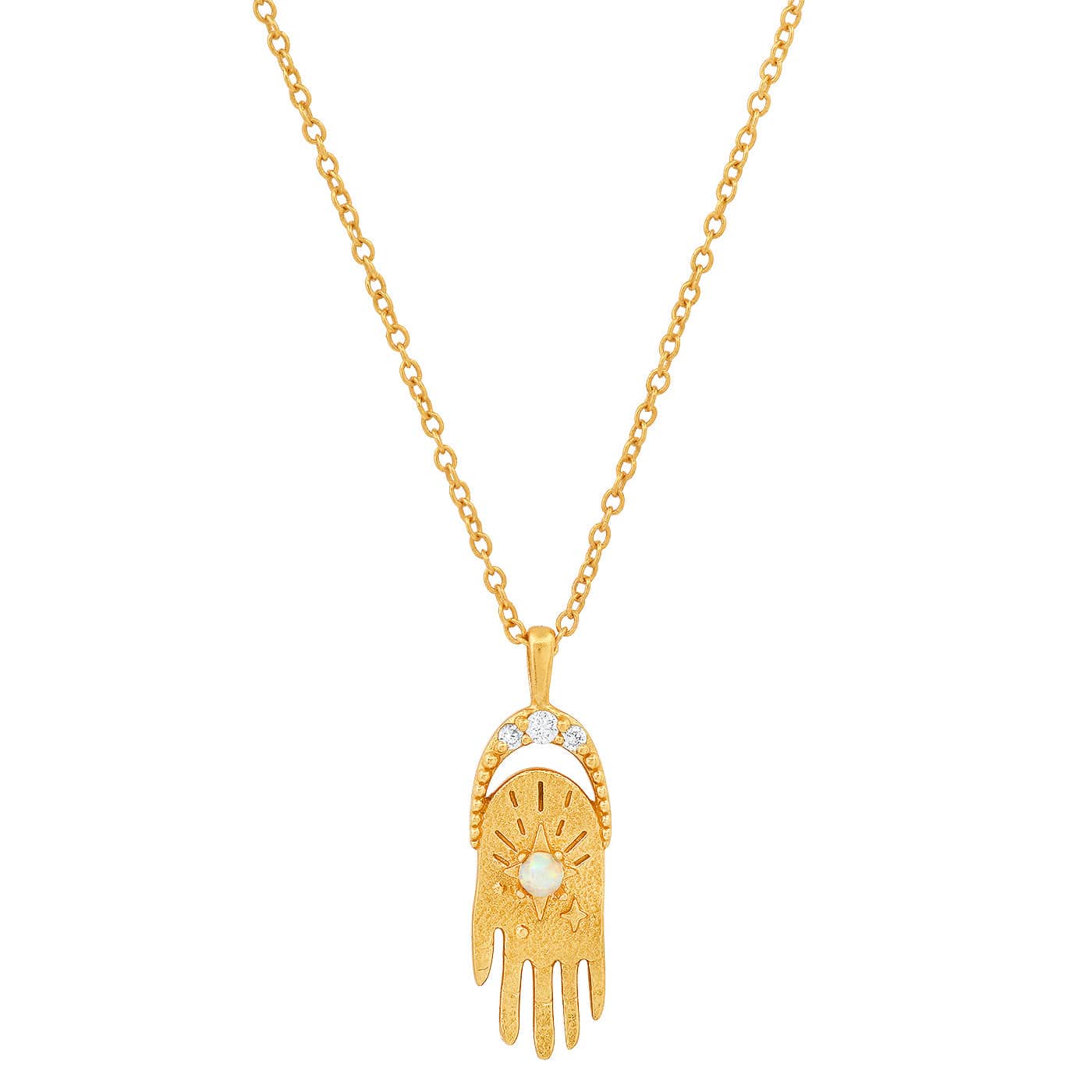 TAI JEWELRY Necklace Hamsa Necklace with CZ and Opal Accents