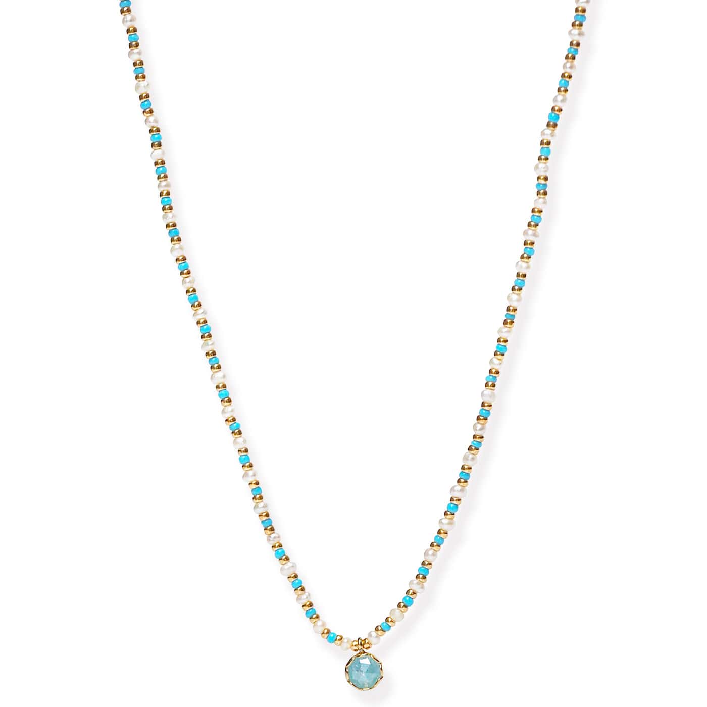 TAI JEWELRY | Handmade Beaded Necklace With Glass Stone Accent | Necklace |