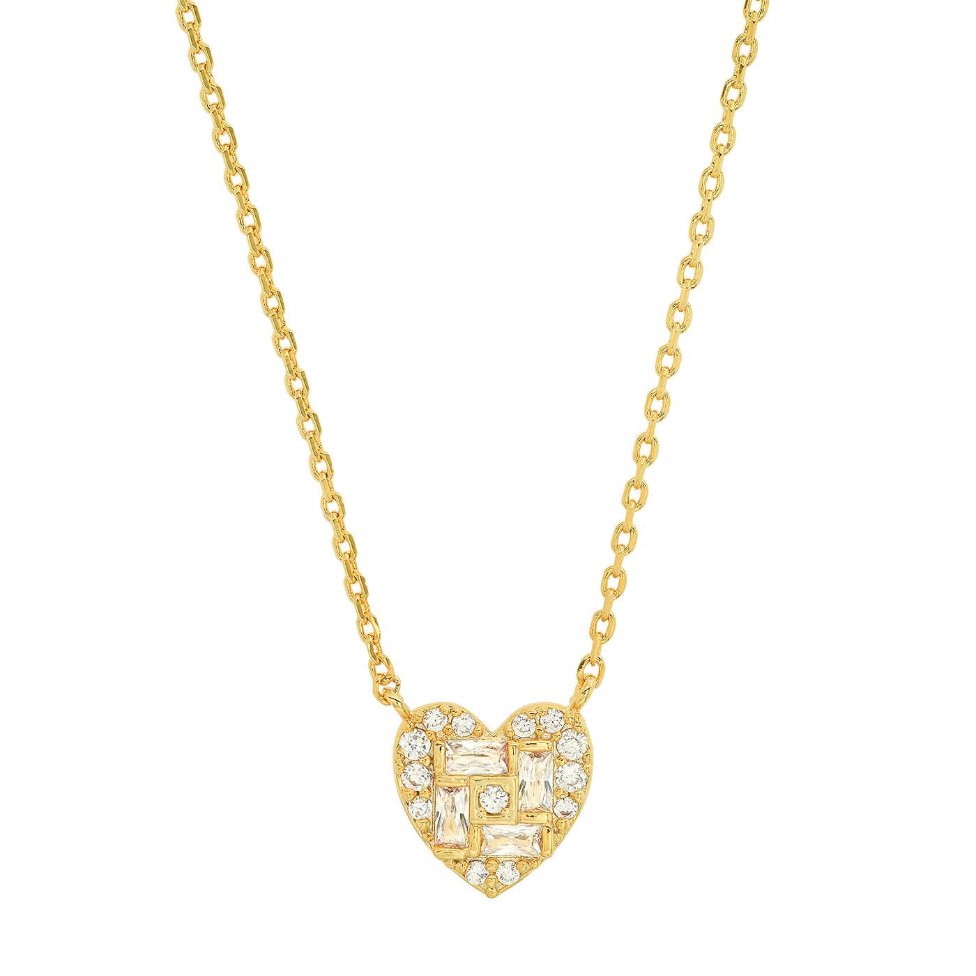 TAI JEWELRY | Heart Baguette Necklace with CZ | Necklace |