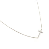 TAI JEWELRY Necklace Silver Horizontal Cross With Pave Cz Accents