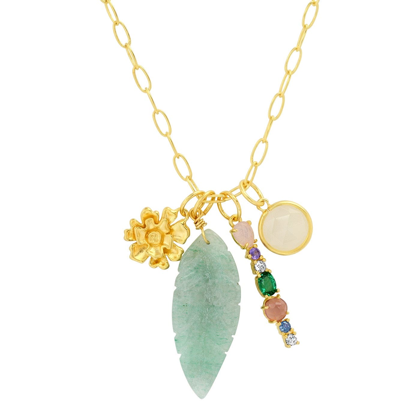 TAI JEWELRY Necklace Jade Leaf Charm Necklace