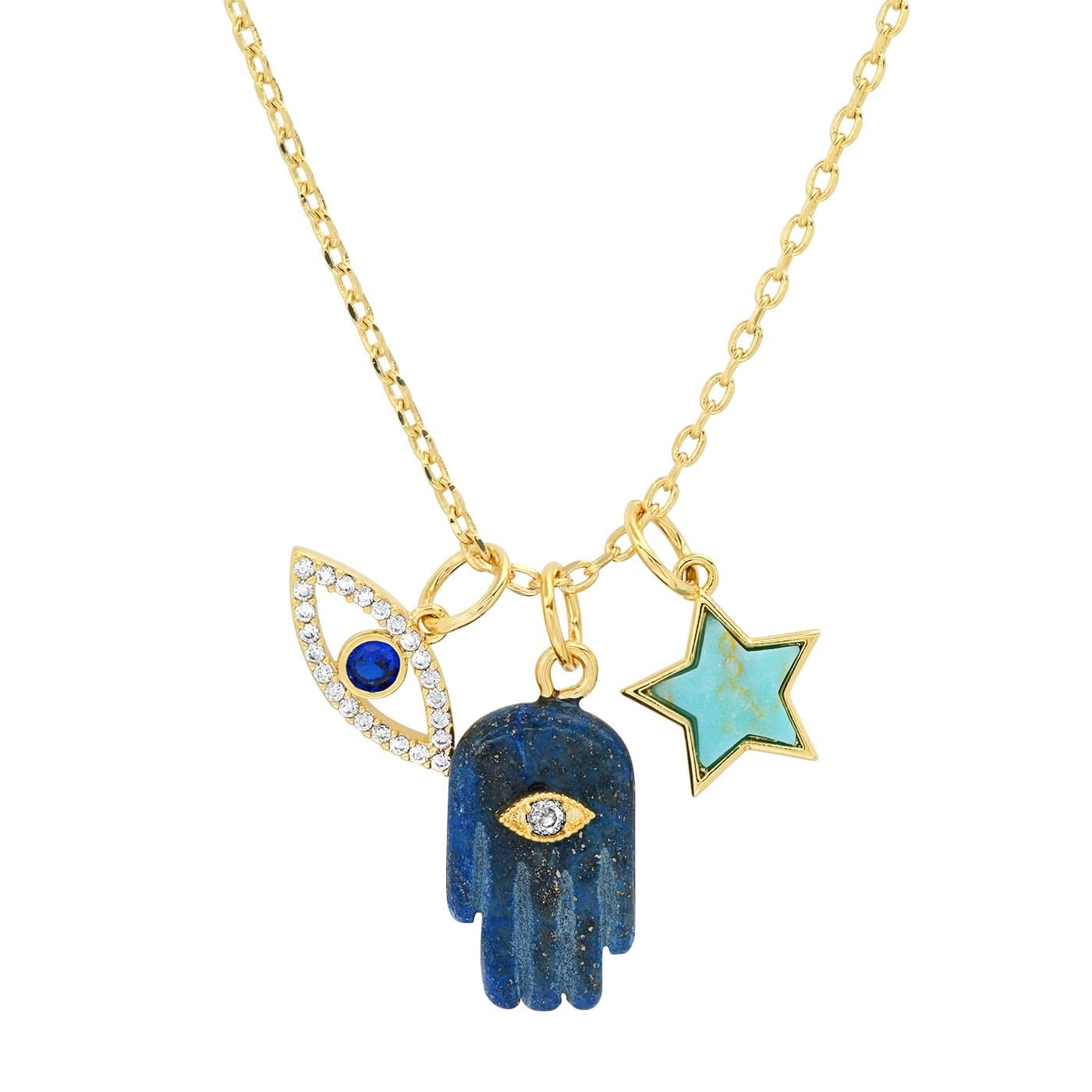 TAI JEWELRY Necklace Lapis And Turquoise Charm Necklace