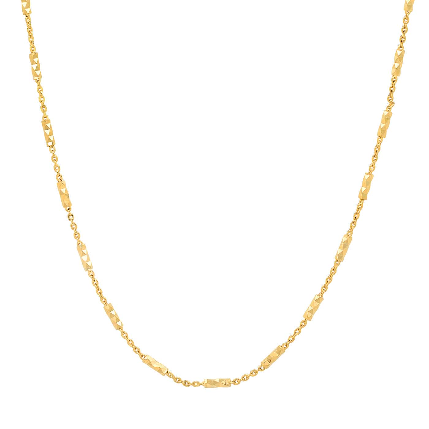 TAI JEWELRY Necklace Gold Link Bar With Diamond Finish