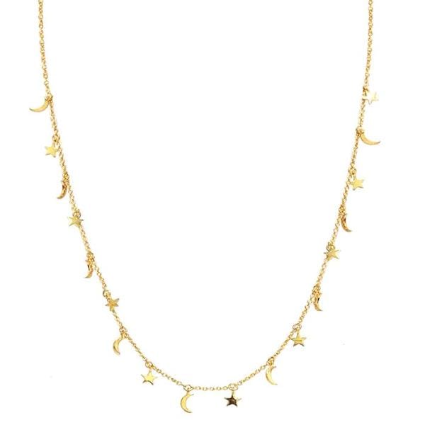 TAI JEWELRY Necklace Gold Moon And Star Charm Necklace
