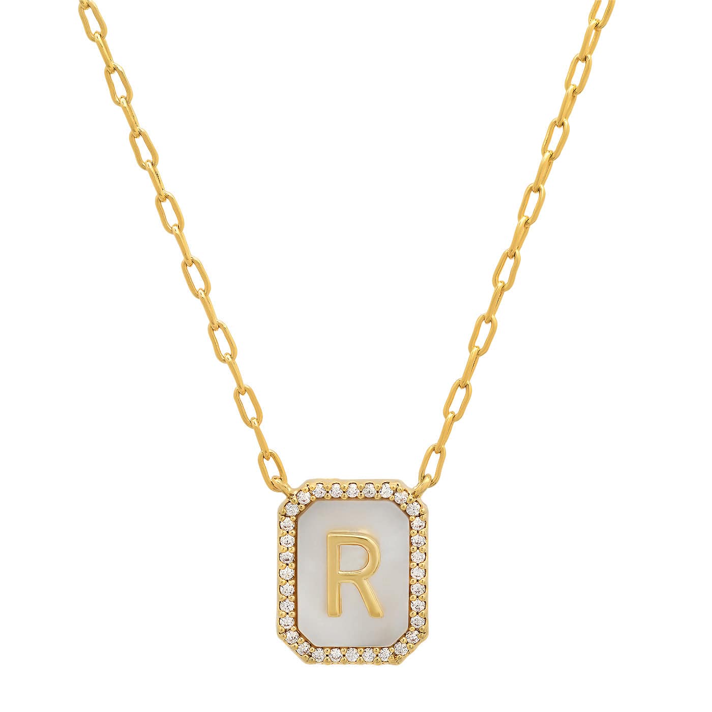 TAI JEWELRY Necklace R Mother Of Pearl Monogram Necklace