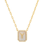 TAI JEWELRY Necklace Y Mother Of Pearl Monogram Necklace