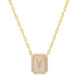 TAI JEWELRY Necklace Y Mother Of Pearl Monogram Necklace