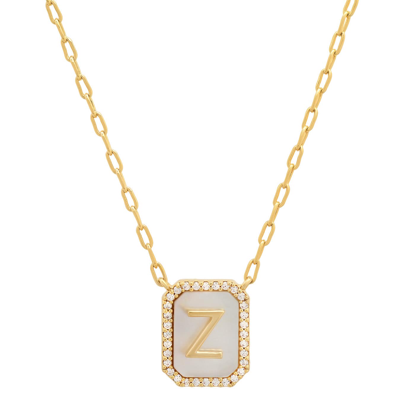 TAI JEWELRY Necklace Z Mother Of Pearl Monogram Necklace