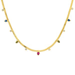 TAI JEWELRY | Multi CZ Herringbone Chain Necklace | Necklace |