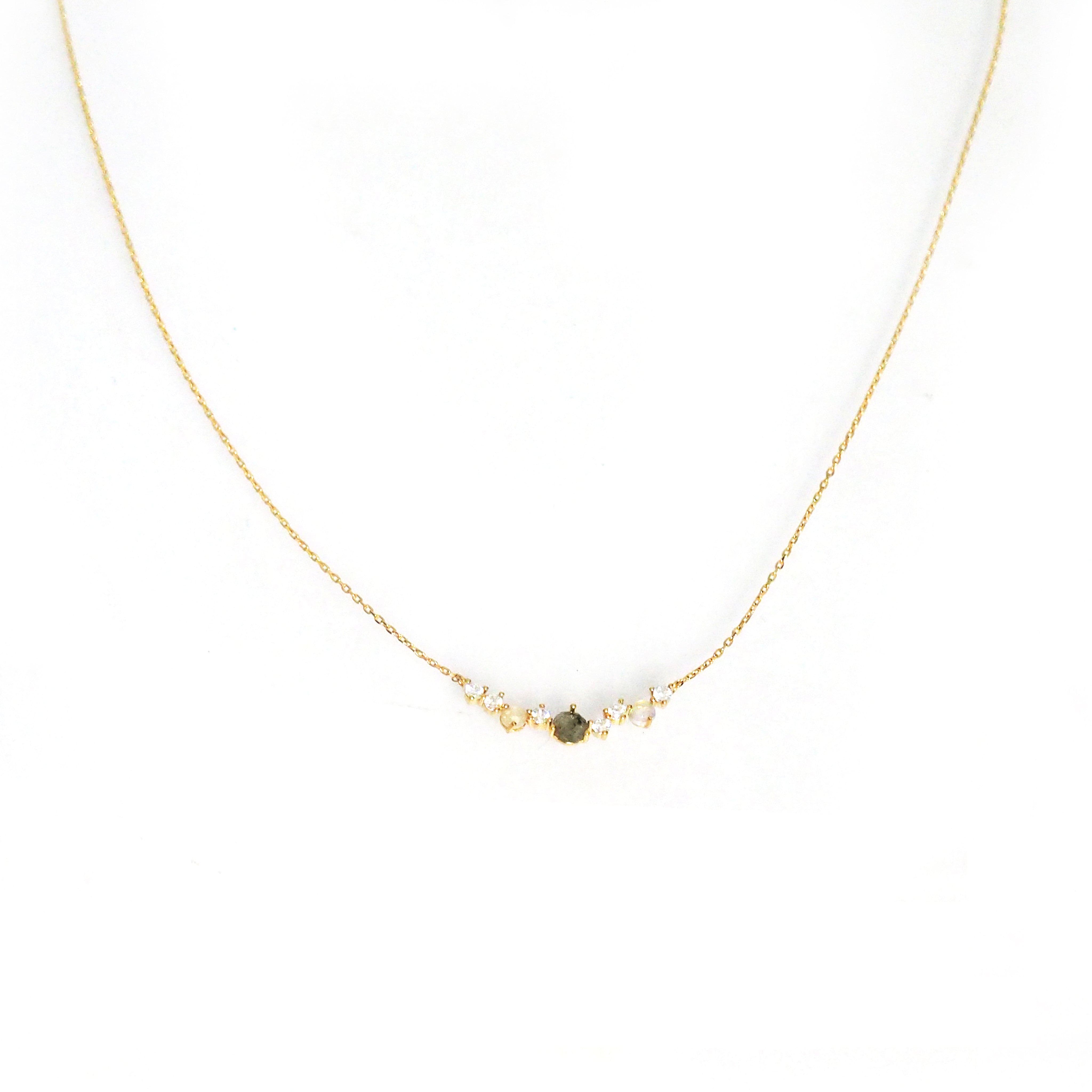 TAI JEWELRY | Multi-Stone Cluster Bar Necklace | Necklace |