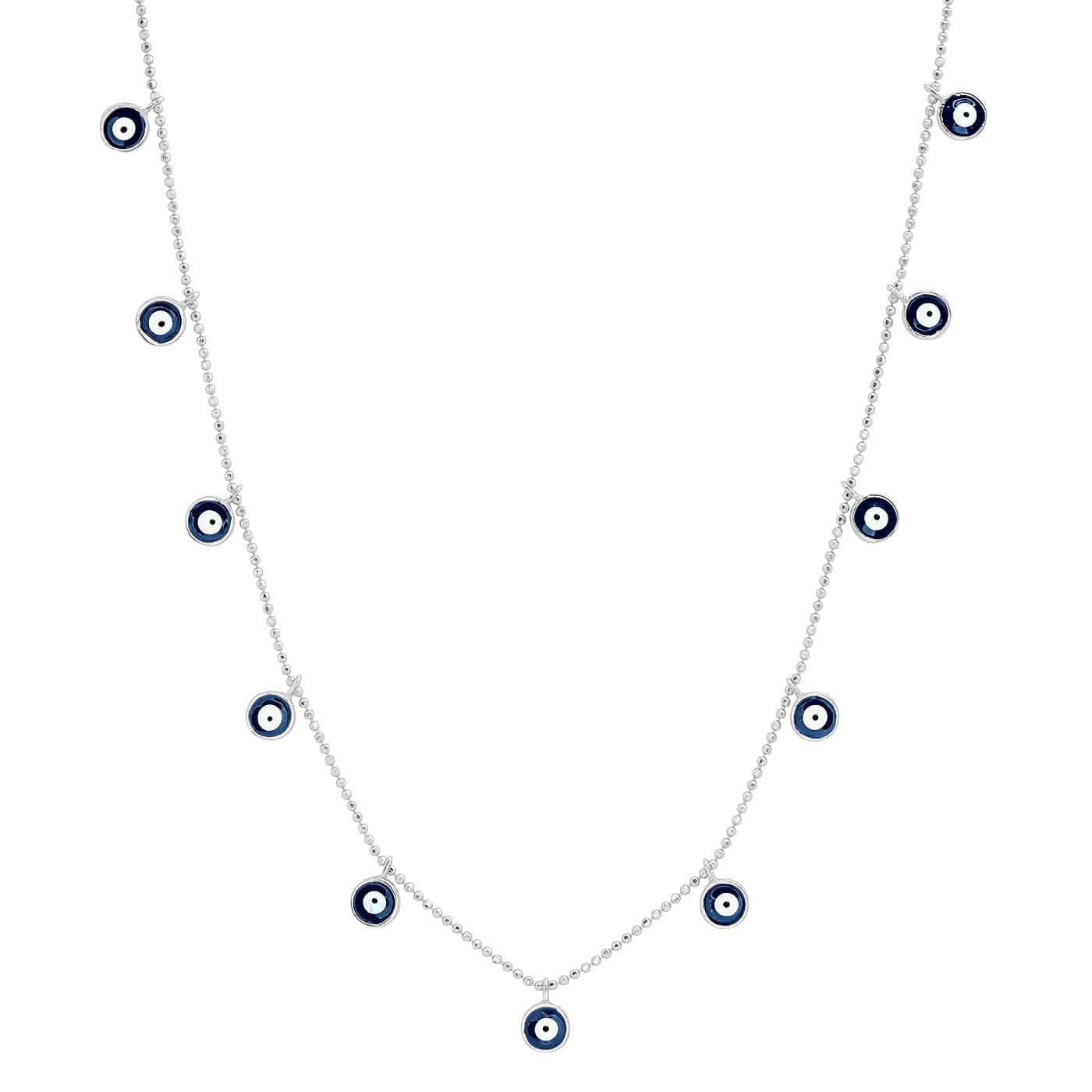 TAI JEWELRY Necklace Silver Necklace With Evil Eye Dangles