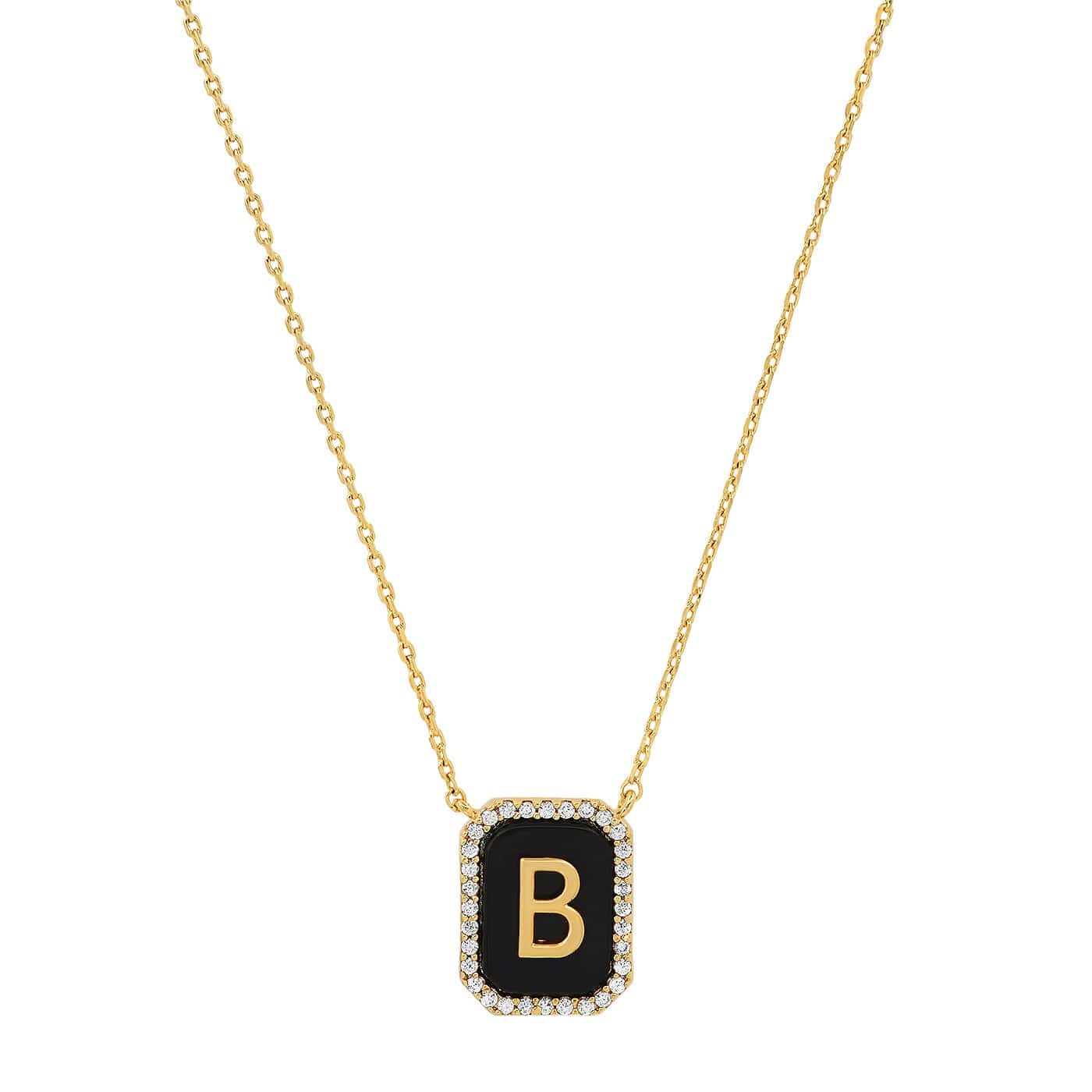 TAI JEWELRY Necklace B Onyx Monogram Pendant Necklace