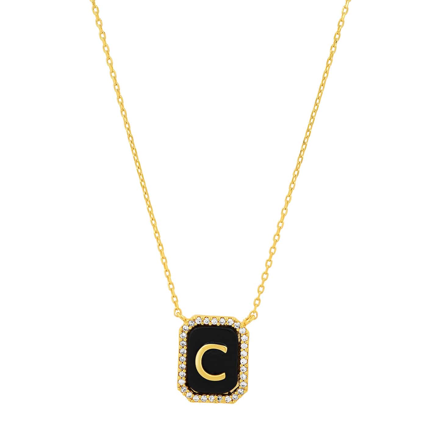 TAI JEWELRY | Onyx Monogram Pendant Necklace | Necklace |