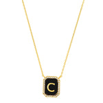 TAI JEWELRY Necklace C Onyx Monogram Pendant Necklace