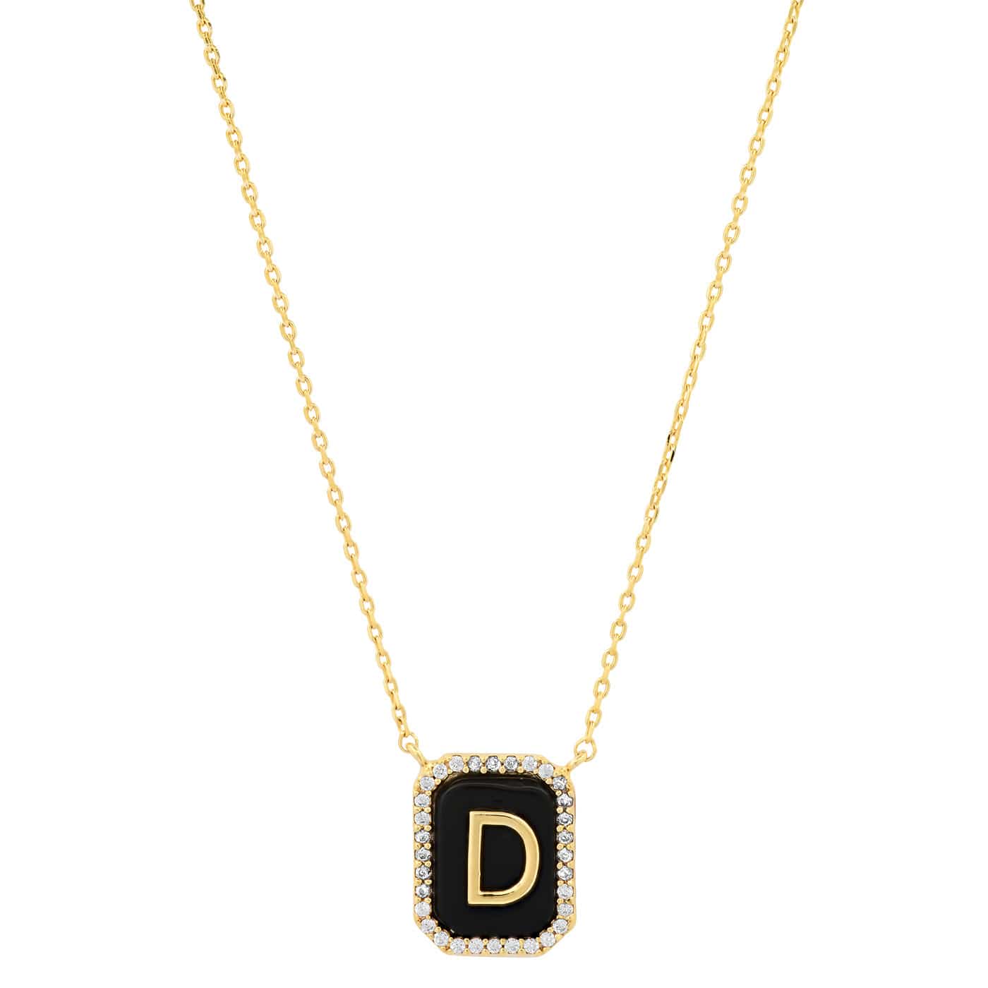 TAI JEWELRY | Onyx Monogram Pendant Necklace | Necklace |