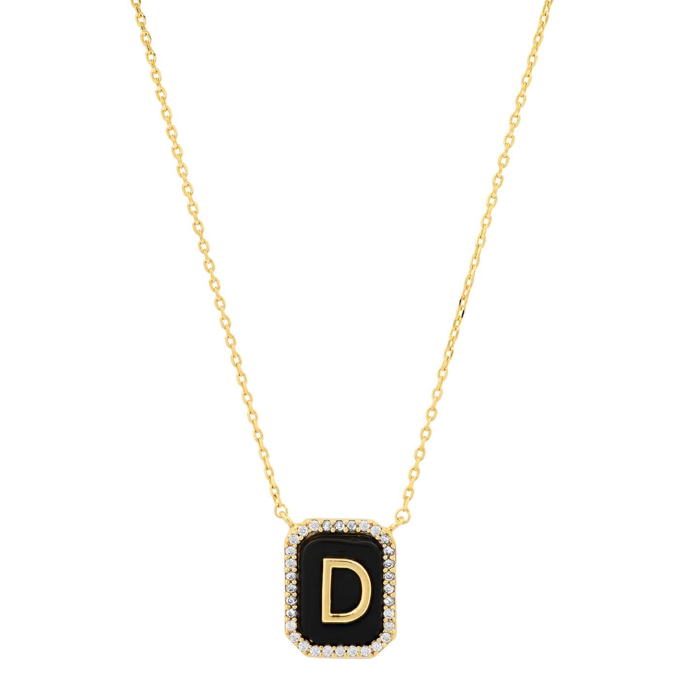 TAI JEWELRY Necklace D Onyx Monogram Pendant Necklace