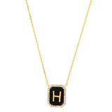 TAI JEWELRY Necklace H Onyx Monogram Pendant Necklace