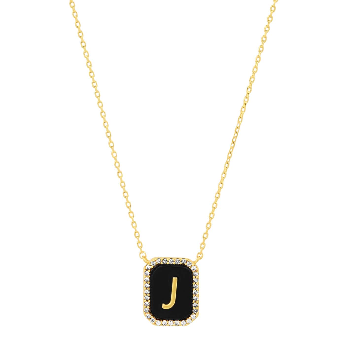 TAI JEWELRY Necklace J Onyx Monogram Pendant Necklace