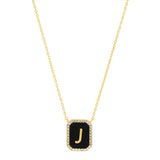 TAI JEWELRY Necklace J Onyx Monogram Pendant Necklace