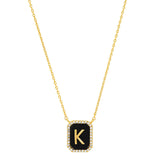 TAI JEWELRY Necklace K Onyx Monogram Pendant Necklace