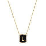 TAI JEWELRY | Onyx Monogram Pendant Necklace | Necklace |