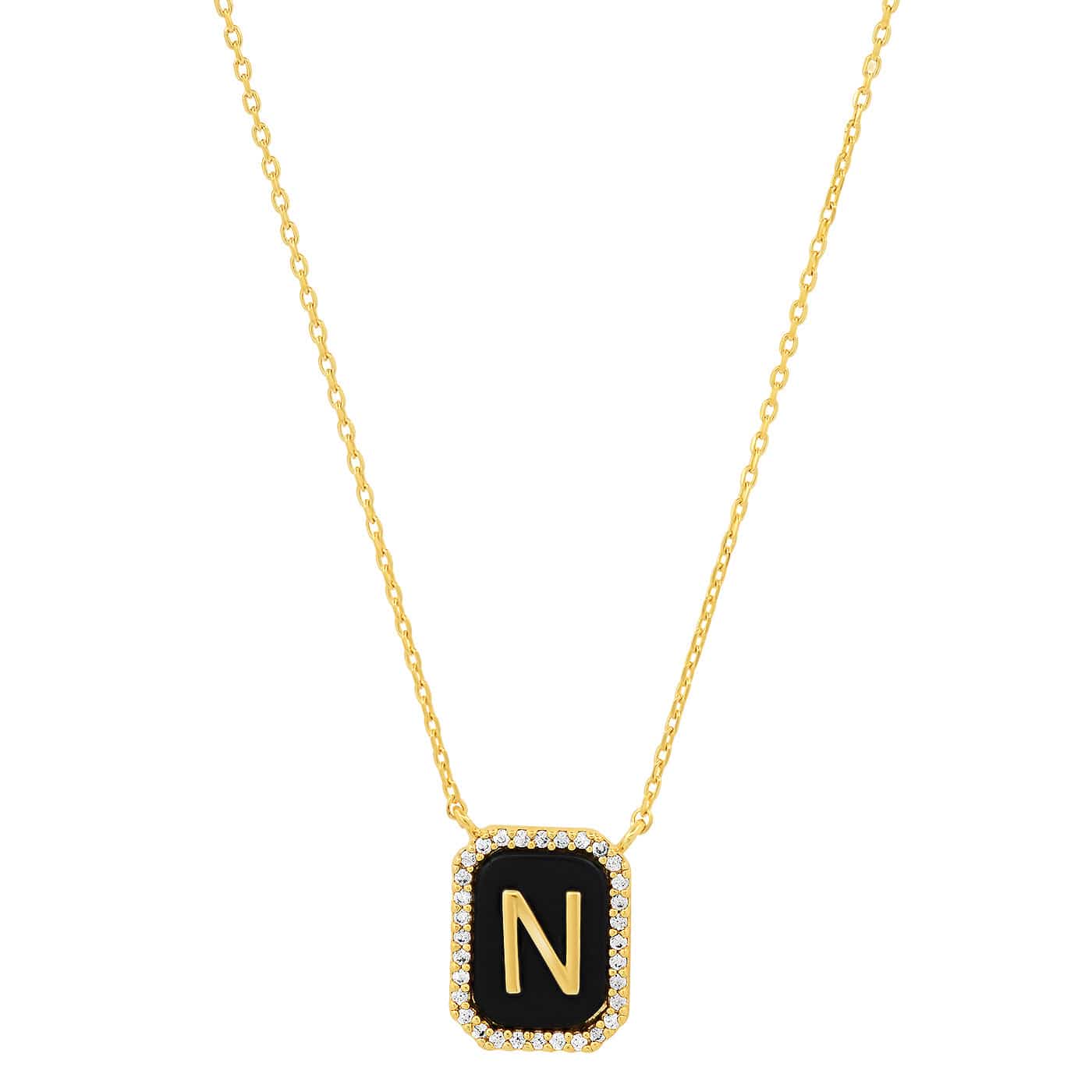 TAI JEWELRY | Onyx Monogram Pendant Necklace | Necklace |