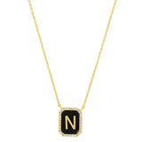 TAI JEWELRY | Onyx Monogram Pendant Necklace | Necklace |