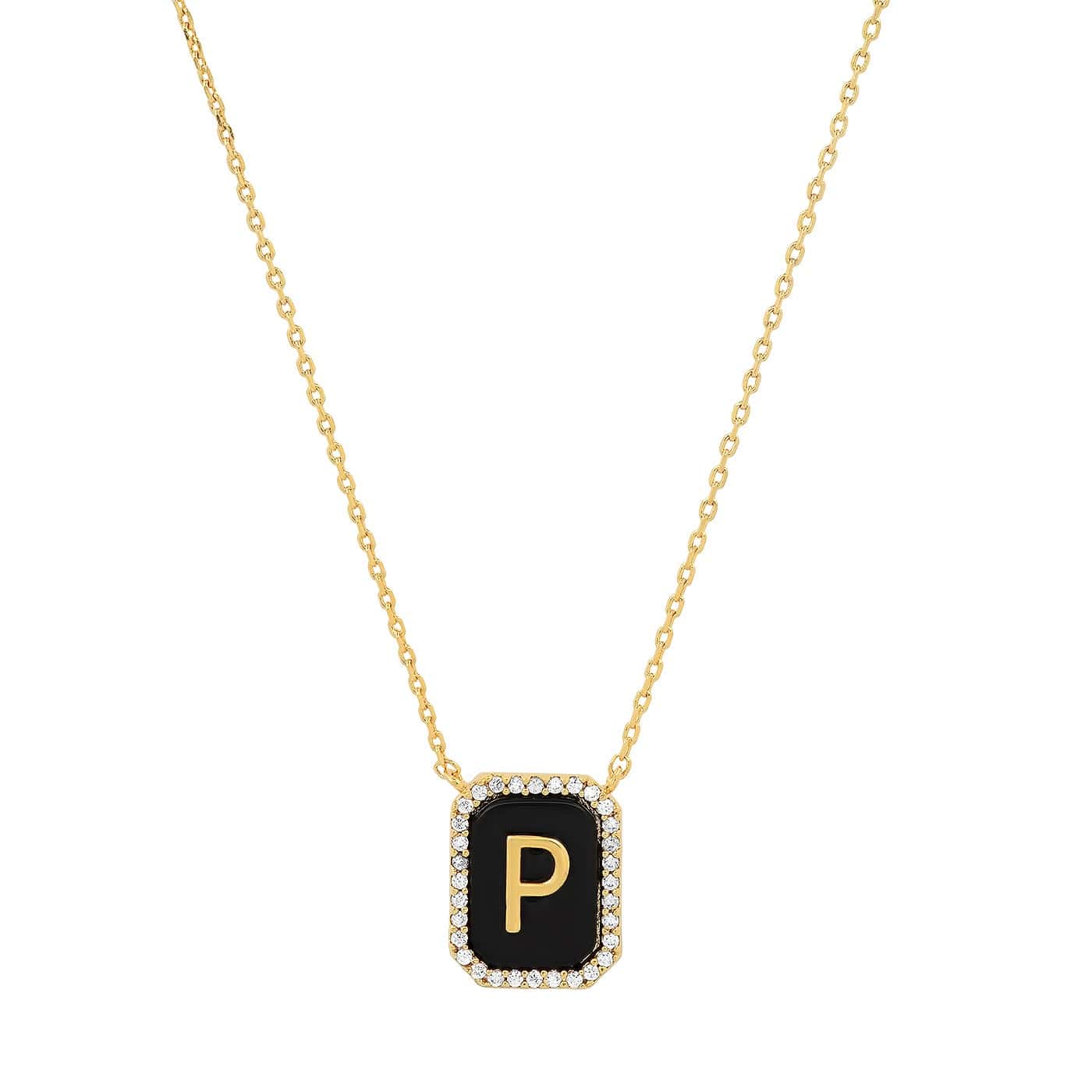 TAI JEWELRY Necklace P Onyx Monogram Pendant Necklace