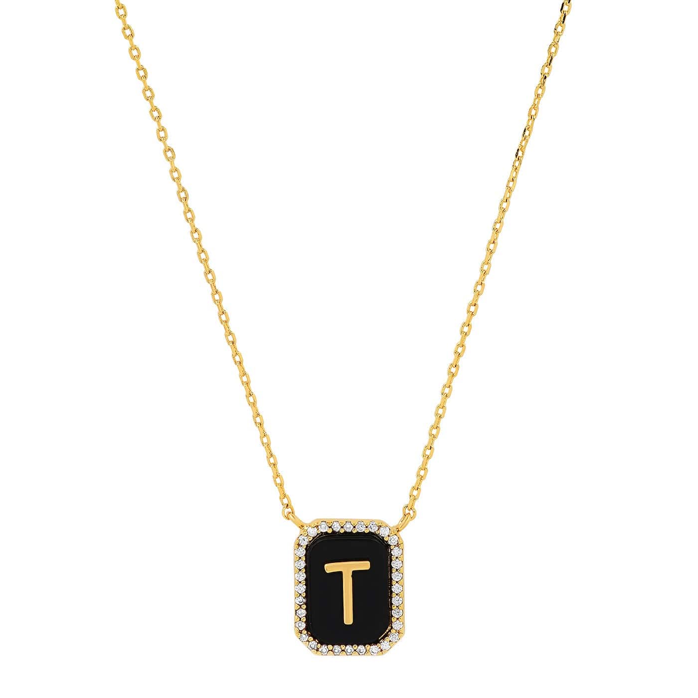 TAI JEWELRY | Onyx Monogram Pendant Necklace | Necklace |