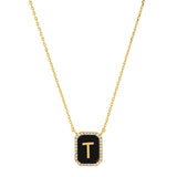 TAI JEWELRY Necklace T Onyx Monogram Pendant Necklace