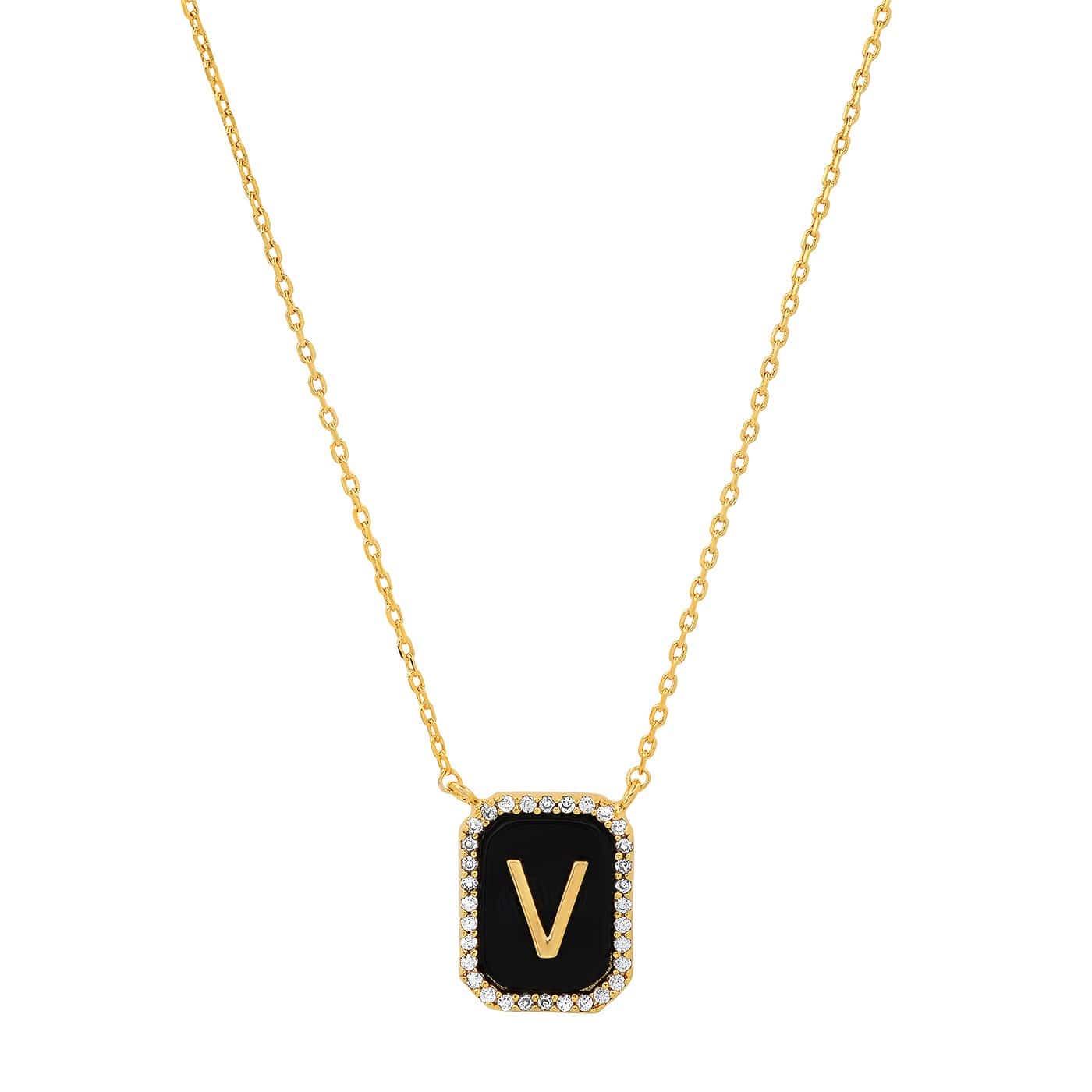 TAI JEWELRY | Onyx Monogram Pendant Necklace | Necklace |