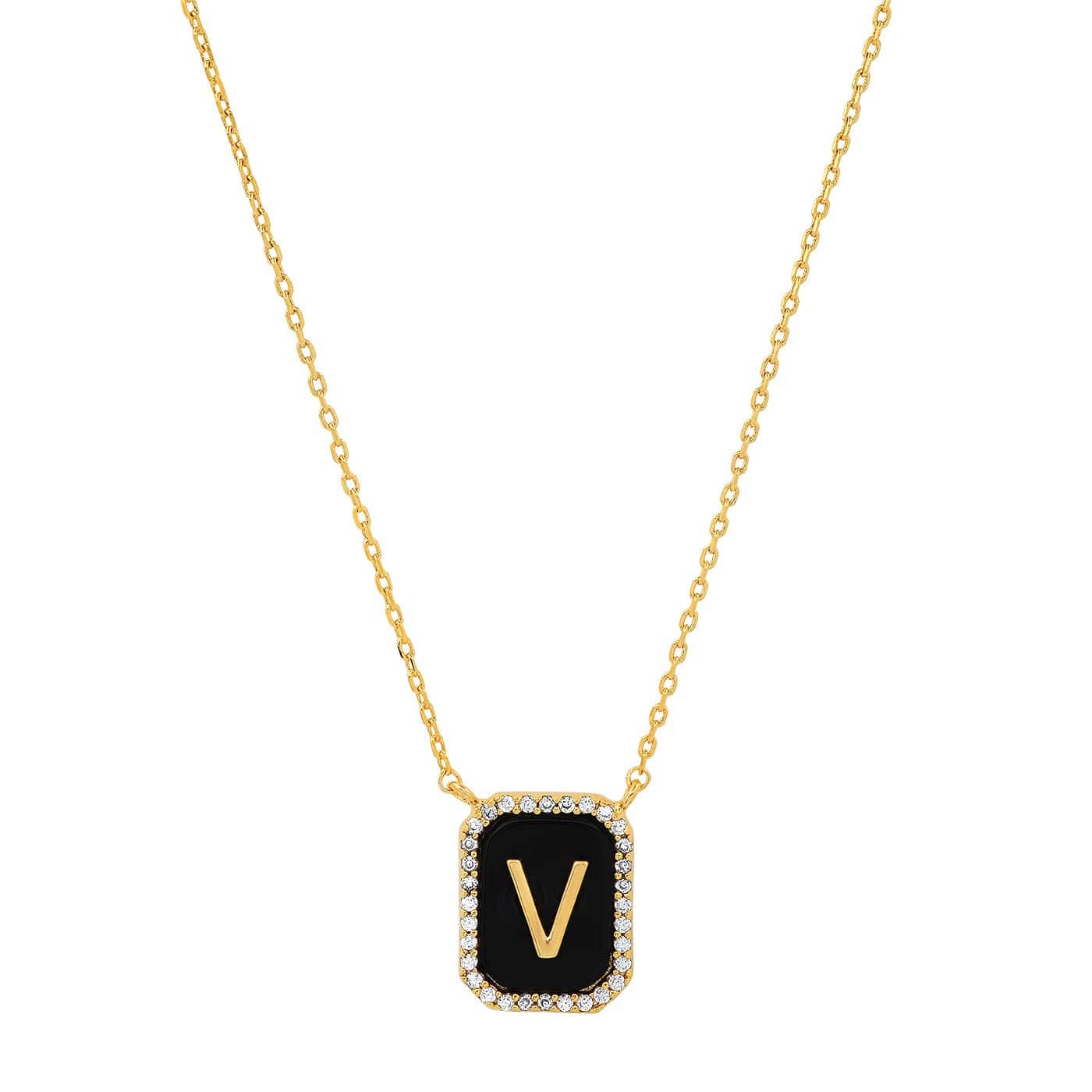 TAI JEWELRY Necklace V Onyx Monogram Pendant Necklace