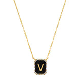 TAI JEWELRY Necklace V Onyx Monogram Pendant Necklace