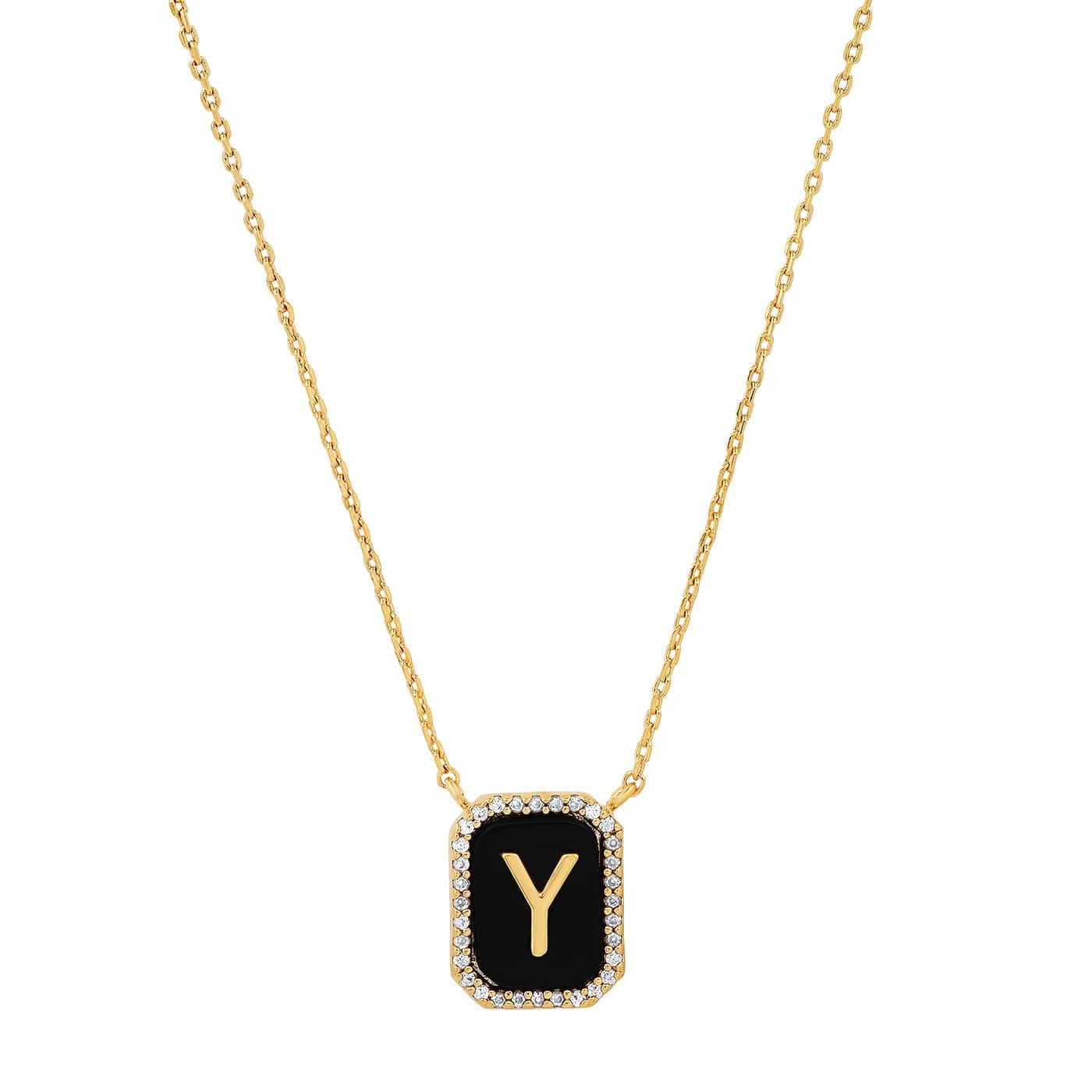 TAI JEWELRY Necklace Y Onyx Monogram Pendant Necklace